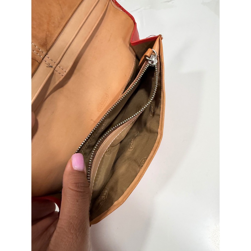 Coach Signature Jacquard Red Suede Stripe Long Tri-Fold Wallet Monogram Canvas - Picture 13 of 13